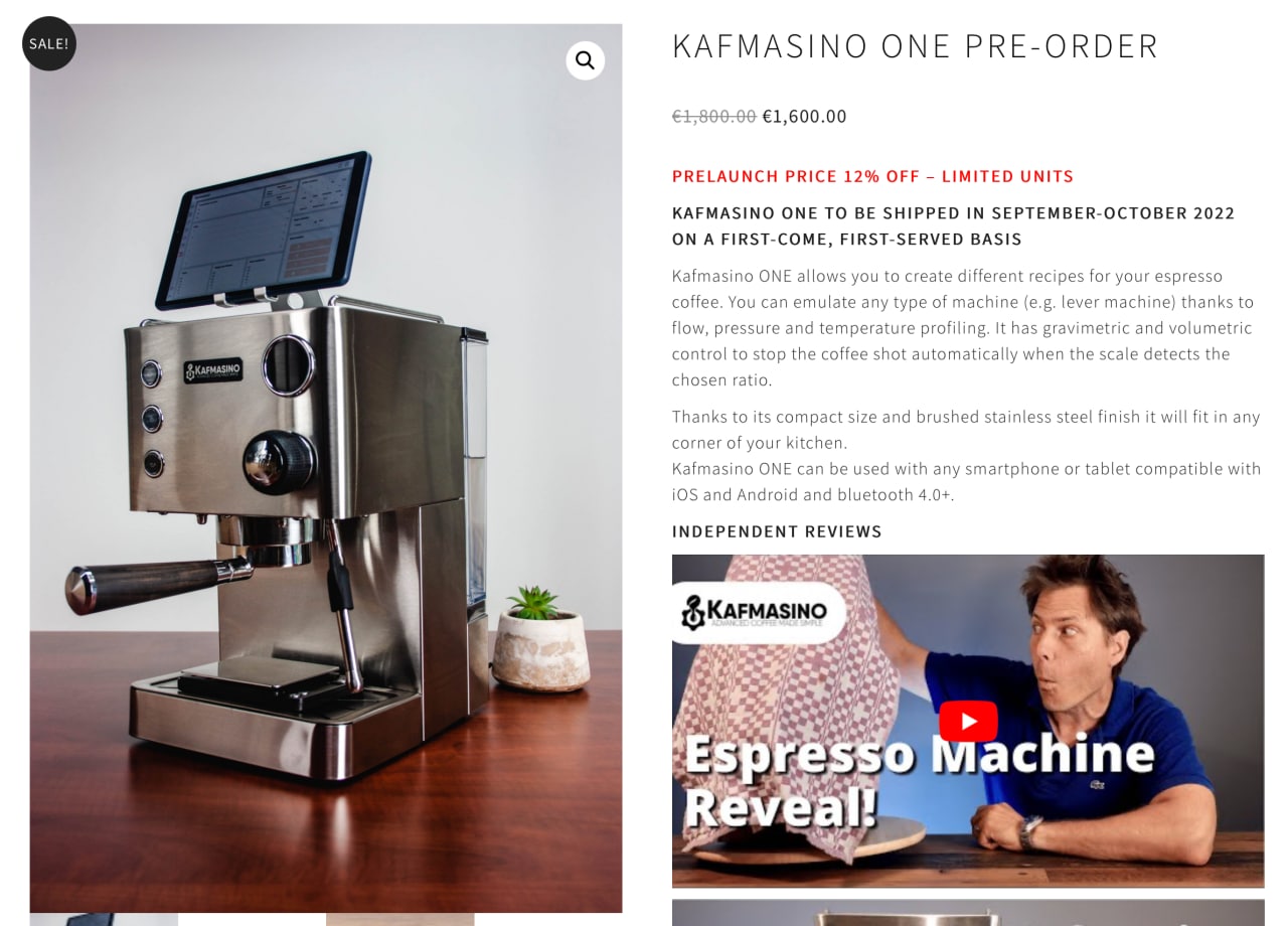 Предзаказ кофемашины Kafmasino One