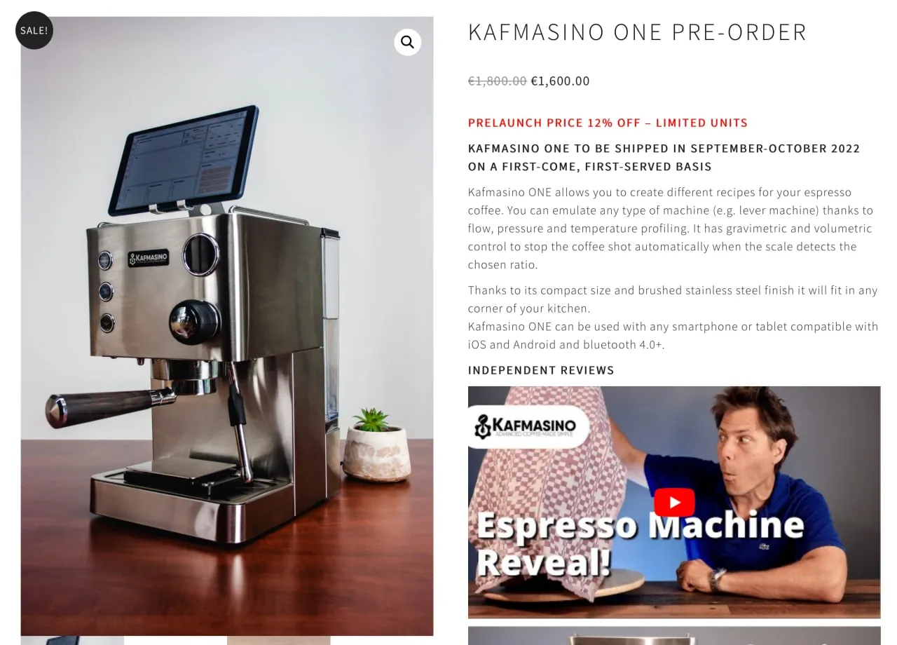 📰 Предзаказ кофемашины Kafmasino One