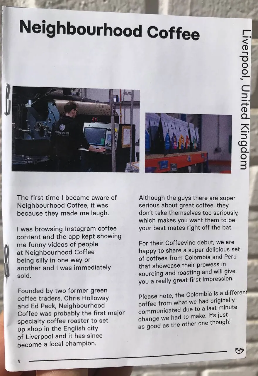 Колумбия Финка Патио Бонито (фильтр) от Neighbourhood Coffee Roasters🇬🇧