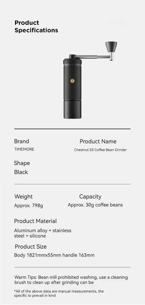 Ручная кофемолка Timemore Chestnut S3